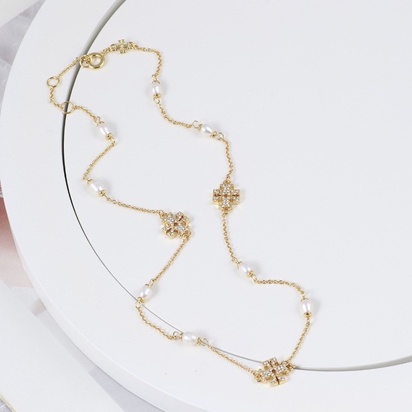 Tory Burch Gold Kira Pearl-Chain Necklace - Picture 3 of 10